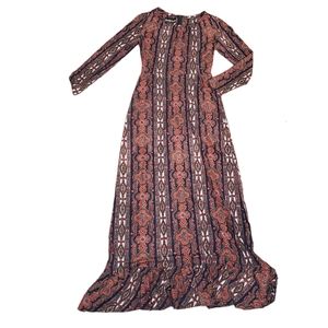 Vintage 1970s Shady Lane Boho Tapestry Print Maxi Dress